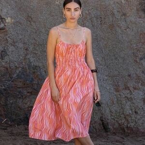 Ciao Lucia Gabriella Dress Blossom Swirl Tie Dye Orange Midi Size L